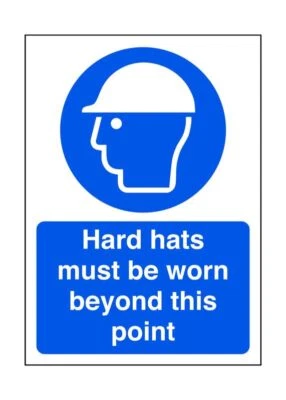 SAFETY FIRST DISPLAY LTD Hard hats must be worn beyond this point - safety sign, ppe, head protection -