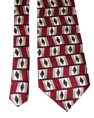 Corbata de seda Pierre Cardin, roja abstracta, 58" nueva sin etiquetas para hombre Foto 1 de 2