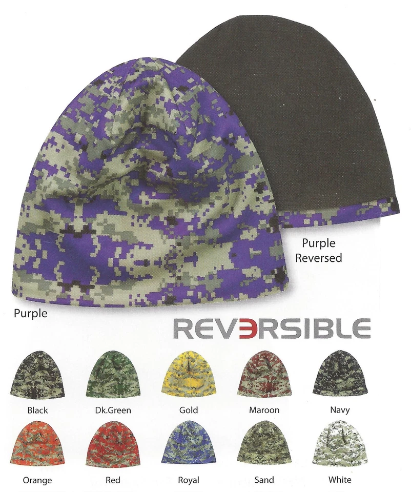 REVERSIBLE Digital Mesh Camo FLEECE LINED Beanie Stocking Hat Cap - Image 1 of 1