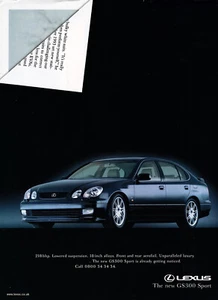 1999 Lexus GS300 Sport, 218 bhp, 18 in Alloys, Very Sharp UK Issue Magazine Ad - Picture 1 of 1