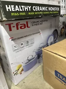 T-fal Excellence Set di Pentole Antiaderenti in Ceramica 10 Pezzi Blu Nuove - Foto 1 di 2