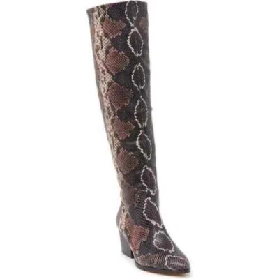 New Vince Camuto Nestle Snake Round Toe Block Heel Knee High Boot Tall Size 5.5 - Image 1 of 4