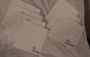 7 Cream Colored 17” Square Cloth Napkins w/Leaf Decorative NEW W/TAGS - Picture 1 of 5