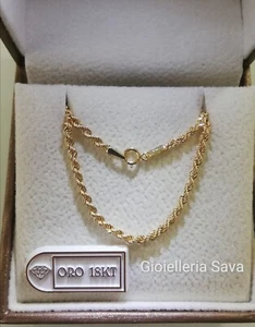 Collana fune funetta corda girocollo 40 cm in oro Giallo 750 18 kt spessore 2 mm - Foto 1 di 11