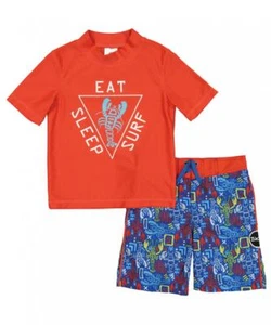 Skechers Boys Red & Blue Two-Piece Rashguard Swim Set Size 2T 3T 4T 4 5 6 7 - Picture 1 of 1