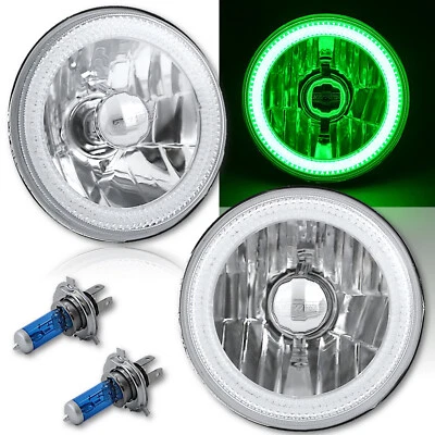 Par de faros de metal bombilla halógena ojo de ángel halo 5-3/4" verde LED COB SMD Foto 1 de 4