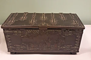 Antique Iron Art Bronze Trinket Box Casket Copenhagen Denmark Battle of Estonia - Picture 1 of 6