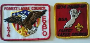BSA Forest Lake Council PA 1974 Eagle Expo & Casper Round Up Patch Lot of 2 - Picture 1 of 8