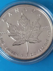 EMIBOR 1 OZ DE PLATA MAPLE LEAF 1989. 2ª MONEDA DE LA SERIE MAPLE. 0.9999 PROOF - Imagen 1 de 3