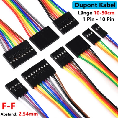 MARKENLOS 2.54mm Flachbandkabel Flach Farbig 10/15/20/30/40/50cm F-F Dupont Kabel 1P-10P