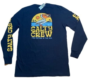 Camisa Salty Crew Mediana Nueva Manga Larga Pelícano Nueva con Etiquetas Fing Refuge In The Sea - Imagen 1 de 9