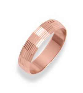 4.8 mm Uncoated Solid Diamond-Cut Copper Ring Band for Men & Women, Made in USA