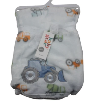 Manta de tractor de equipo para bebé polar azul claro granja campo bebés niños suave nueva con etiquetas Foto 1 de 4