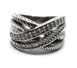 Sterling Silber Judith Ripka CZ X Crossover Ring Größe 8 - Bild 1 von 10