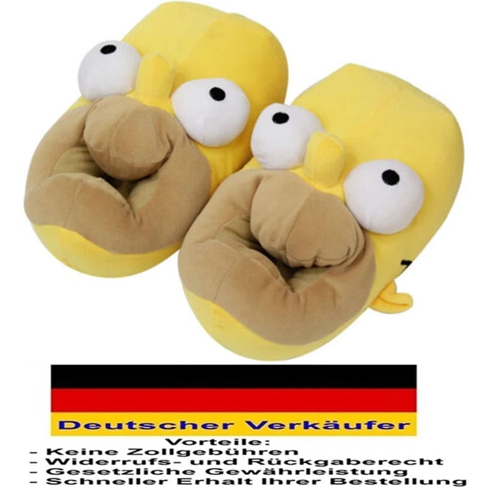 K.A. C24 - Simpsons Hausschuhe 39-41 Homer Simpson Plüsch Schuhe Gefüttert Warm