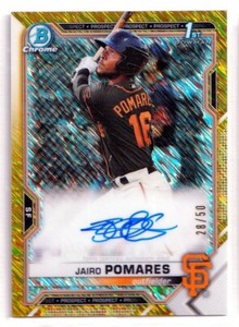 2021 Bowman Chrome Prospect Autographs Gold Shimmer Refractors Jairo Pomares /50
