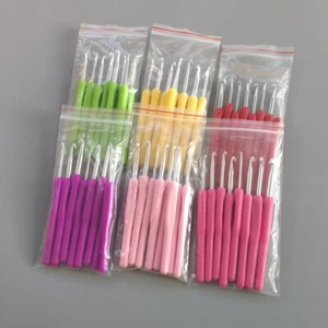 8 sizes Soft Plastic Handle Home Aluminum Crochet Knit Hook Needle 2.5-6mm - Picture 1 of 13