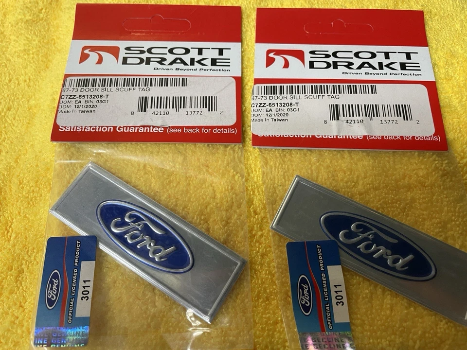 Новый 1967-1973 Mustang Ford логотип порог пластина эмблема, C7ZZ-6513208-T Скотт Дрейк - Изображение 1 из 1