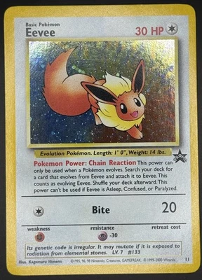 Pokemon TCG Eevee Black Star Promo Holo WOTC #11 MP - Image 1 of 2