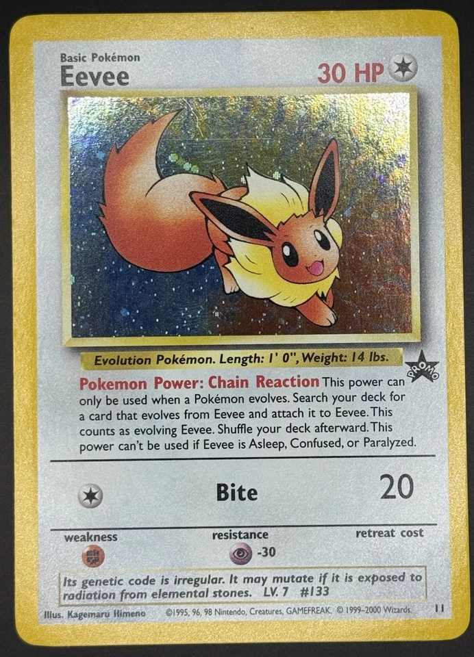 Pokemon TCG Eevee Black Star Promo Holo WOTC #11 MP - Image 1 of 2
