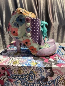 Irregular Choice Size 5 “Blair Elfglow” Lilac/mint Embroidered Ankle Boots - Picture 1 of 18
