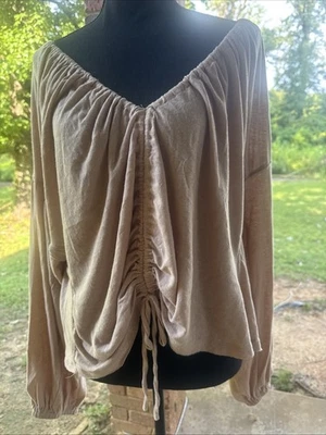 Top corto grande de algodón ajustable beige Mostard Seed Boutique para mujer  Foto 1 de 2