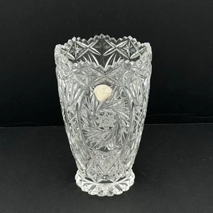 24 % Bleischliff Kristall Vase 7" hoch Davidstern Germany Pinwheel - Bild 1 von 6