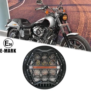 E24 5,75 Zoll LED Scheinwerfer Tagfahrlicht Für Harley Dyna Low Rider Street Bob - Picture 1 of 8
