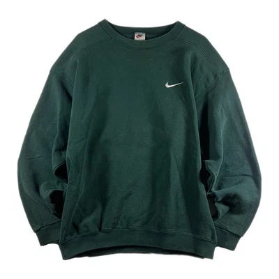 Vintage 90s Nike Men's USA-Made Embroidered-Swoosh Crew Sweatshirt Green (Large) - Image 1 of 4