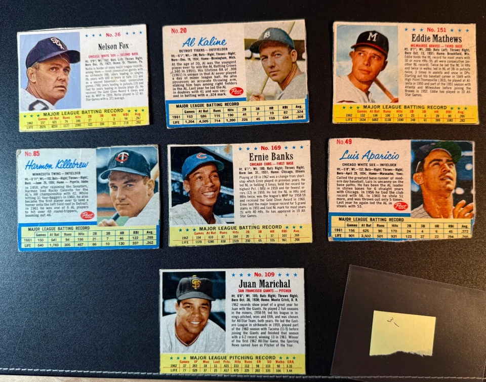 (7)1962年,1963年谷物名人堂明信片 Ernie Banks, Eddie Mathews.. — 第 1/4 张图片