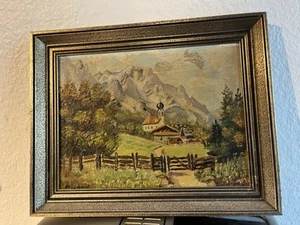 Landschaft Ölgemälde auf Malkarton Orginal, signiert von Ms, Schaal, 29cm.23cm - Bild 1 von 9