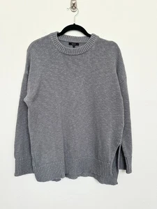 Quince Cotton Linen Oversized Crewneck Sweater Dusty Blue Gray Women's Small - Picture 1 of 11