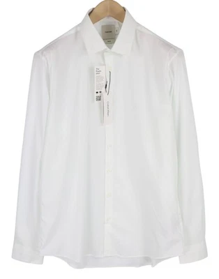 Calvin Klein Poplin Elasticizzato Sottile Uomo Formalmente Camicia XL Bianco - Immagine 1 di 4