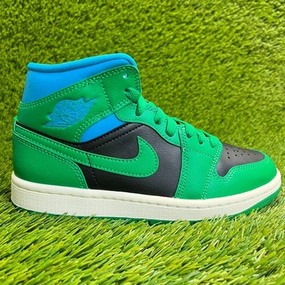 Nike Air Jordan 1 Mid Womens Size 5.5 Green Black Athletic Leather Shoes Sneaker - Image 1 of 4