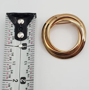 VTG Swirl Knot Brooch 1.5in Polished Gold Tone MCM Modern Layered Estate Pin - Picture 1 of 13