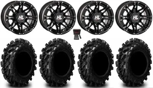 High Lifter HL3 12" Wheels Black 28" Swamp Lite Tires Honda Pioneer - Picture 1 of 4