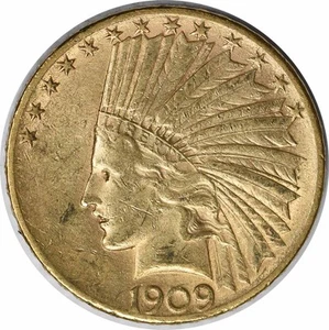1909-S $10 Gold Indian AU Uncertified #114 - Picture 1 of 2