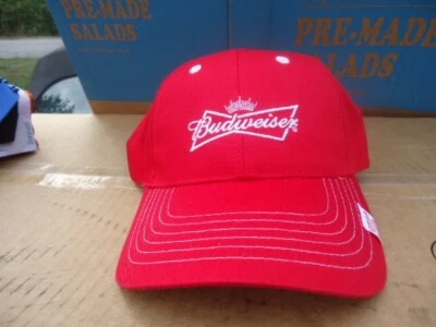 Gorra Budweiser de colección hecha en EE. UU. Roja K-Products Head Gear nueva Foto 1 de 3