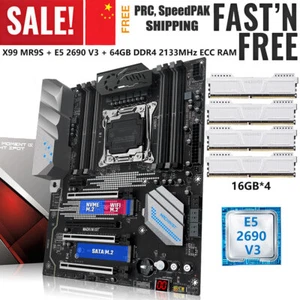 X99 MR9S Motherboard LGA 2011-3 + E5 2690 V3 CPU 64GB DDR4 2133 MHz ECC RAM M.2 - Picture 1 of 13