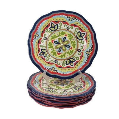 Cynthia Rowley Melamine Dinner Plates Scallop Edge 10 1/2" Diameter Set of 6 - Image 1 of 4