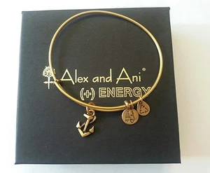VERY RARE ALEX and ANI MINI ANCHOR Charm Russian BRONZE GOLD Bangle BRACELET - Picture 1 of 3