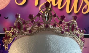 Beautiful Gold Tone - 2" Pink Rhinestone Tiara - Wedding/Prom/B-Day - NWOT - Picture 1 of 4