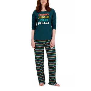 FAMILY PAJAMAS Matching Women's Merry Jingle Mix It Family Pajama Set Green XS - Picture 1 of 3