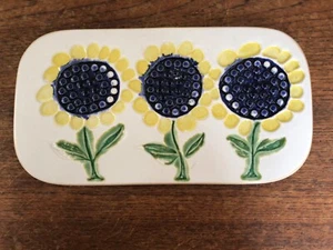 Vintage Bennington Pottery Tile Trivet Plaque 1576 SUNFLOWERS 1970s - Picture 1 of 3