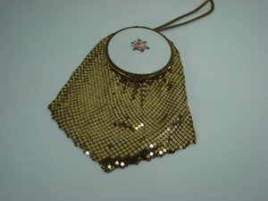 PRICE DROP!!! 1930's Evans Cloisonne Goldtone Mesh Vanity Purse - Picture 1 of 9