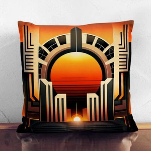 Cuscino paffuto Art Deco Tramonto Concettuale Arte Spargimento Copricuscino Riempito - Foto 1 di 3