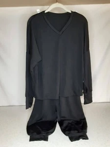 Lounge Wear PJs Hosen Set Damen Größe L Schwarz Neu - Bild 1 von 4
