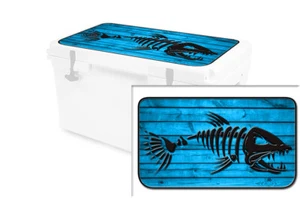 Vinyl Cooler Wrap fits RTIC 65qt | Decal Skin LID - Bonefish Blue Wood - Picture 1 of 7