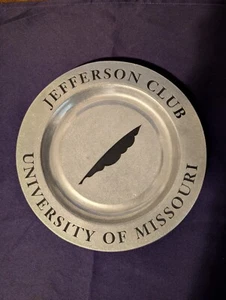 University of Missouri Jefferson Club Donor Wilton Pewter Feather Plate - Picture 1 of 3