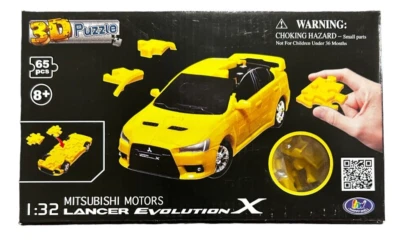 Puzzle Divertido 3D 1:32 Lancer Evolution X - Amarillo Sólido - 65 piezas Foto 1 de 2